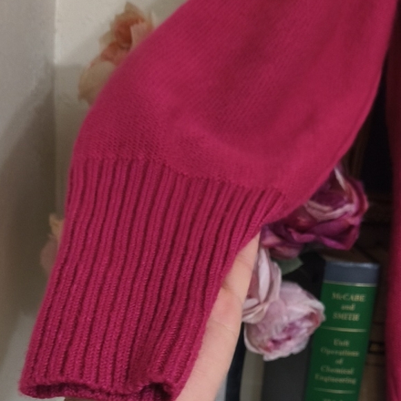 Umgee Oversized Deep Pink V-Neck Sweater Cozy small Leggings Athlesiure - Picture 5 of 10